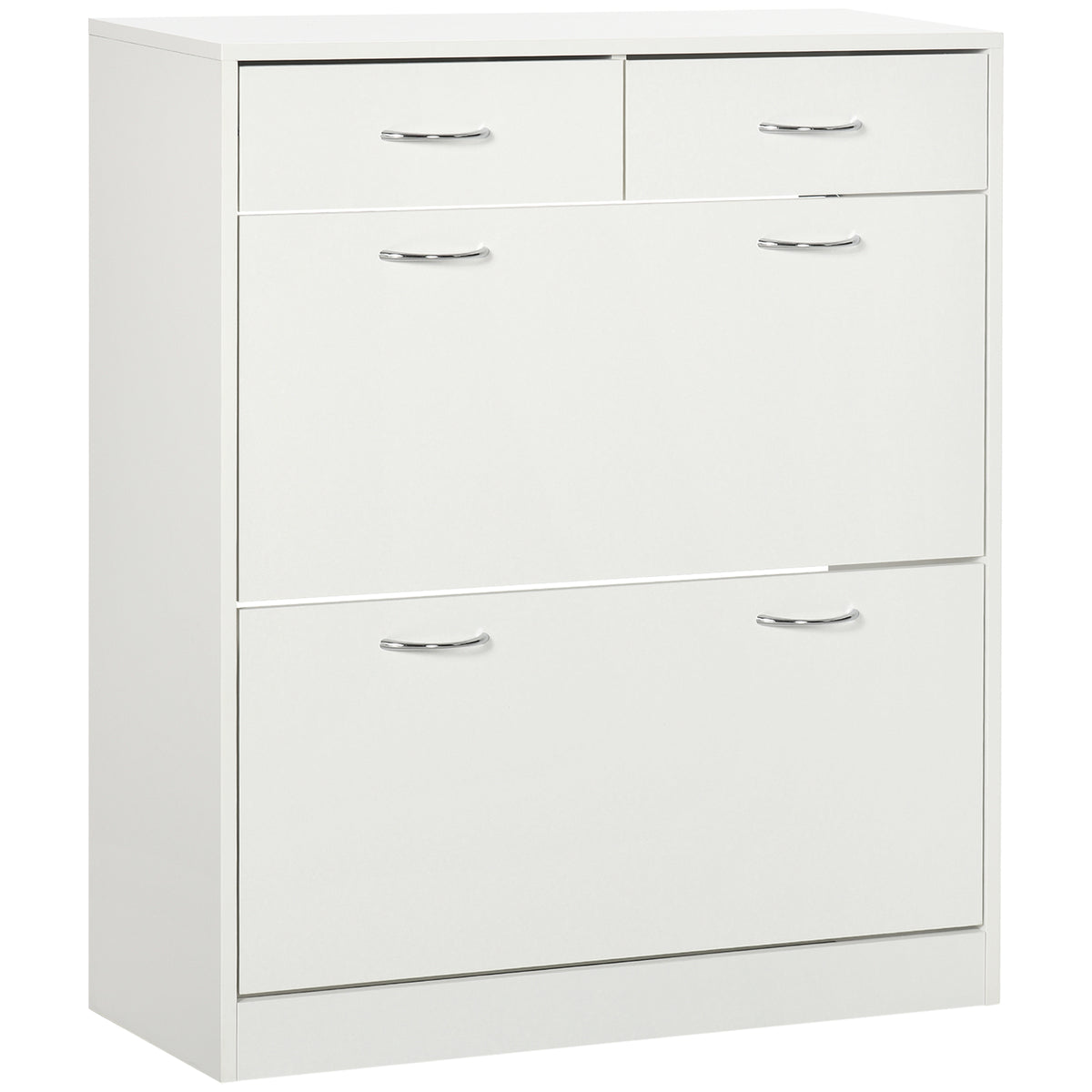 Narrow Shoe Storage with 2 Flip Drawers and Adjustable Shelves – 32"W x 36"H
