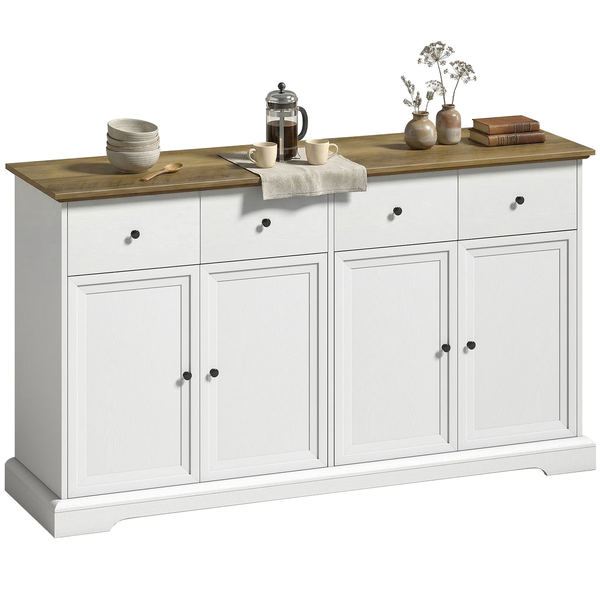 Farmhouse Kitchen Cabinet with Soft-Close Doors – 55"W x 31"H