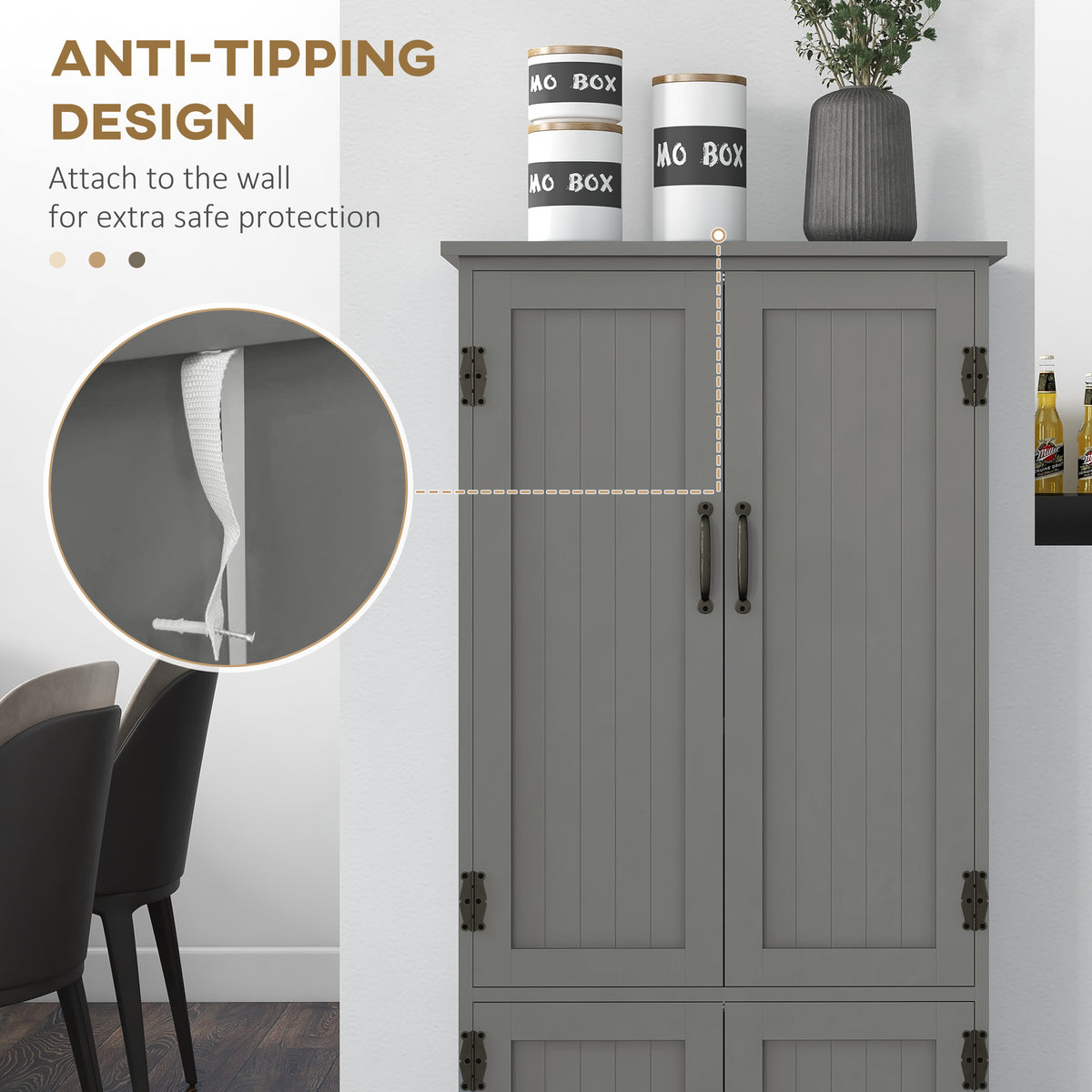 4-Door Pantry Storage Cabinet with Adjustable Shelves – 24"W x 48"H