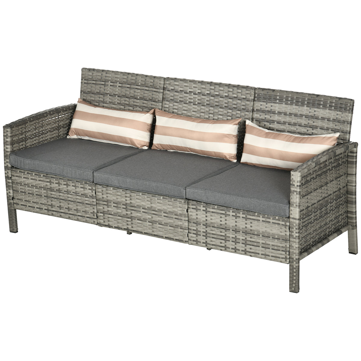 3-Seater Wicker Sofa, PE Rattan Outdoor Couch Conversation Furniture with Removable Cushions for Patio, Garden