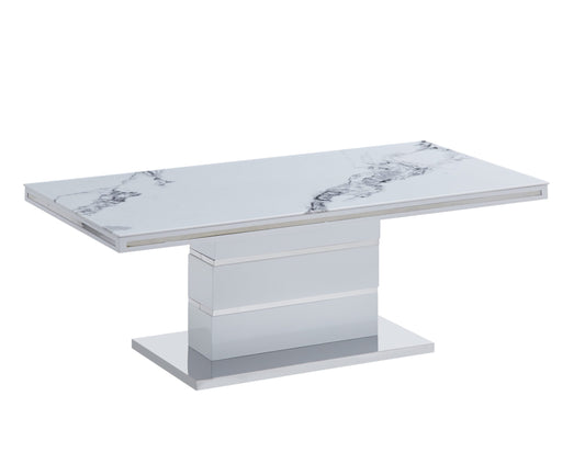 White High-Gloss Pedestal Coffee Table