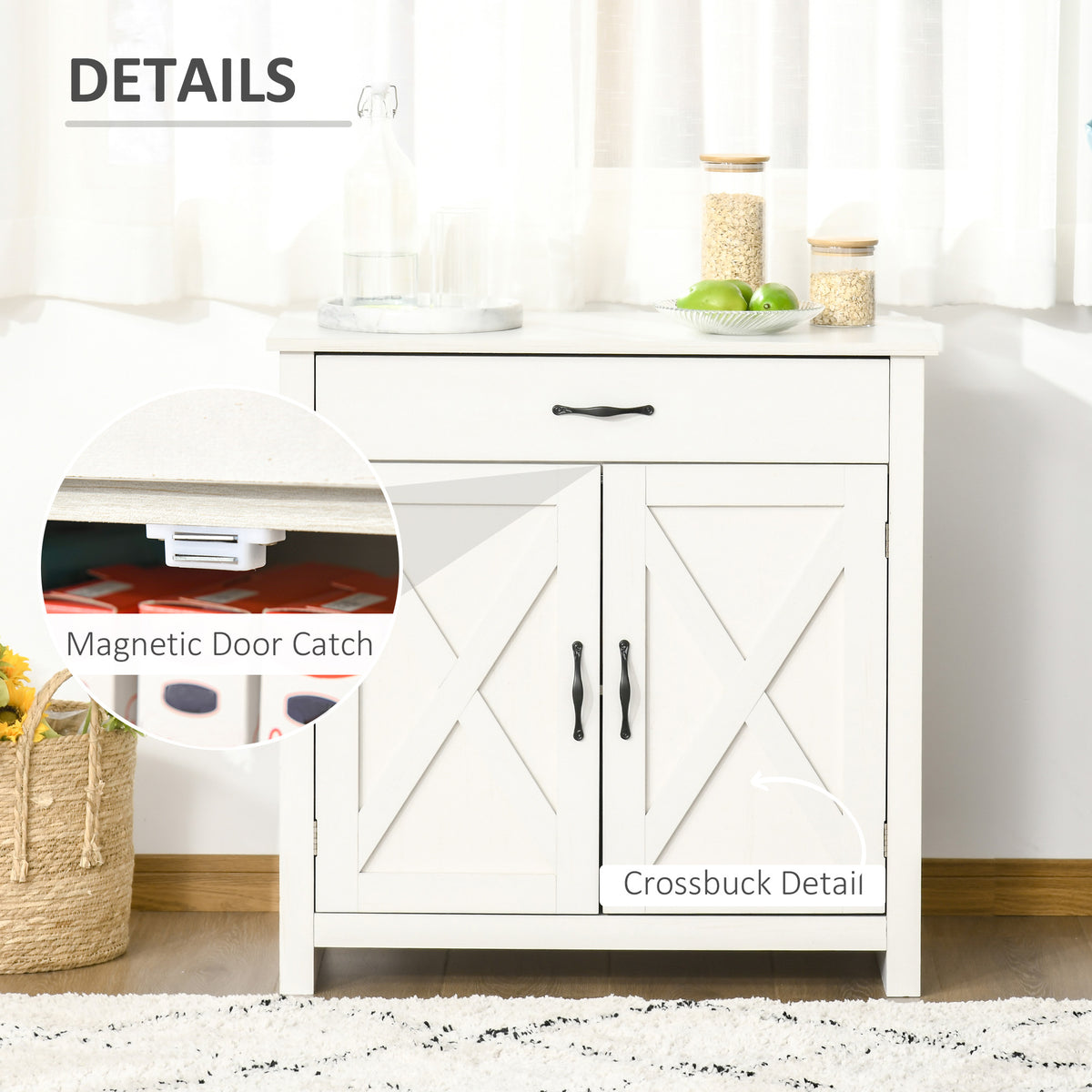 Farmhouse Sideboard Buffet Cabinet with Barn Doors – 32"W x 32"H