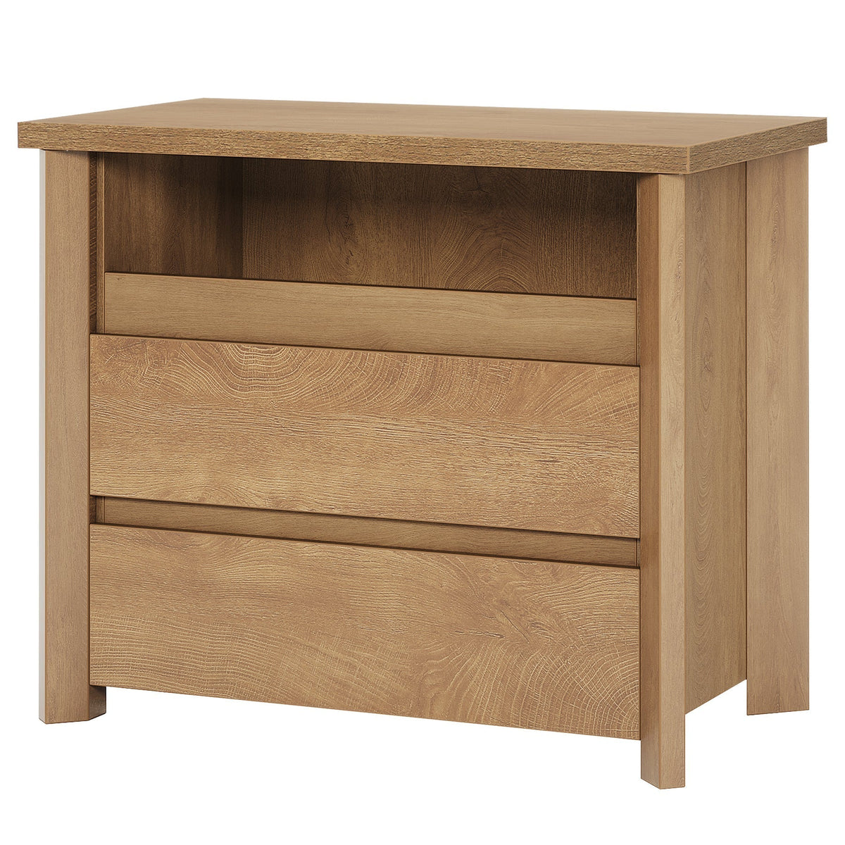 31.5" Wide Nightstand, Farmhouse Bedside Table with 3 Storage Drawers