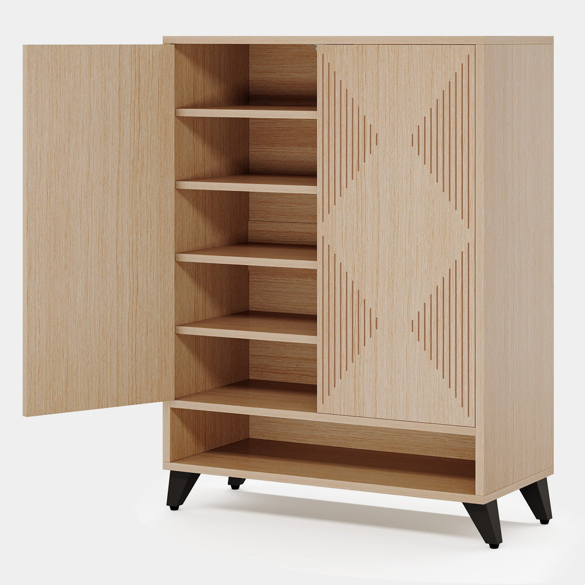 6-Tier Shoe Cabinet with Doors, Modern Shoe Organizer with Adjustable Shelves