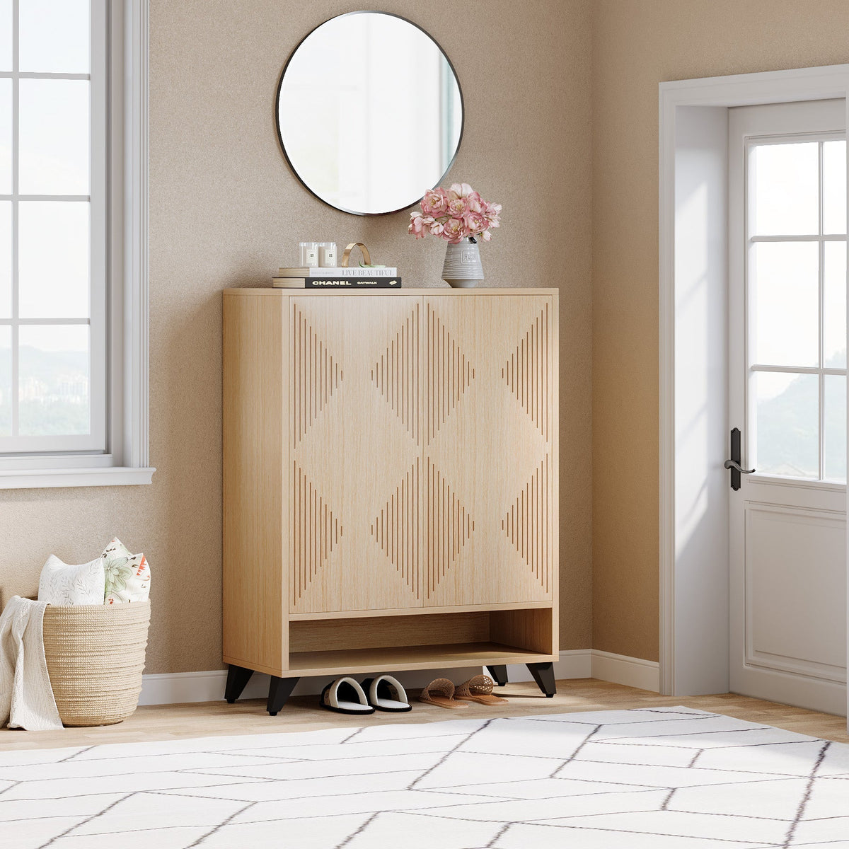 6-Tier Shoe Cabinet with Doors, Modern Shoe Organizer with Adjustable Shelves