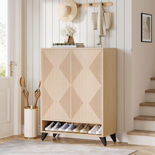 6-Tier Shoe Cabinet with Doors, Modern Shoe Organizer with Adjustable Shelves