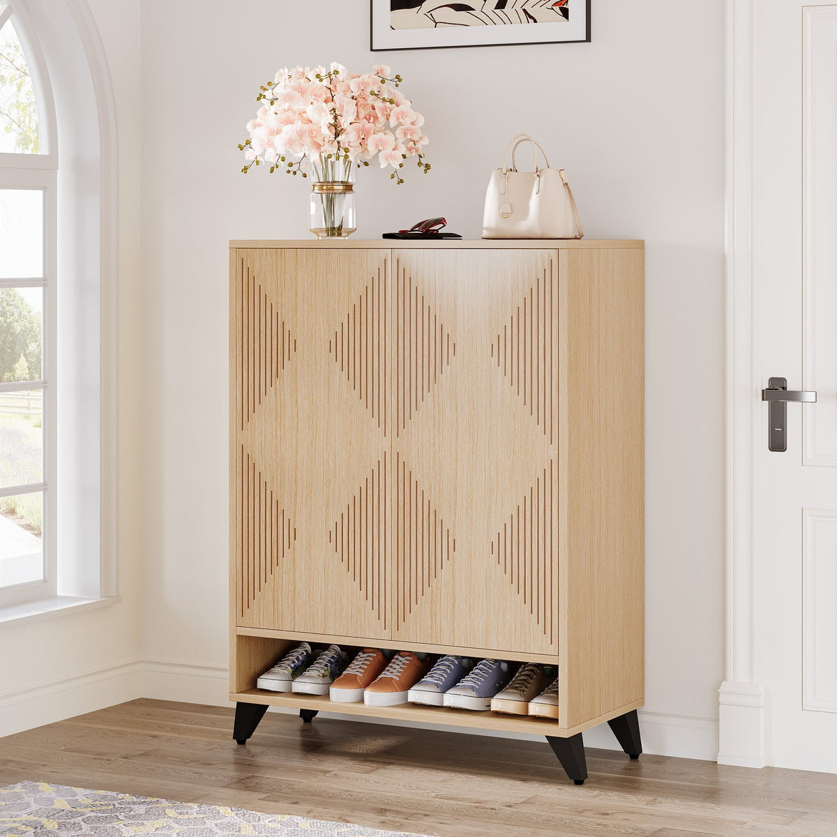 6-Tier Shoe Cabinet with Doors, Modern Shoe Organizer with Adjustable Shelves