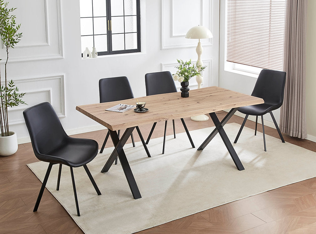 Dining Table And Chair Set, Live Edge Wood