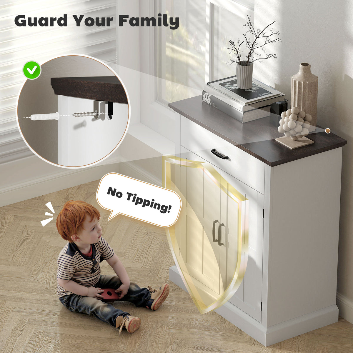 Modern Storage Cabinet with 2 Doors and Adjustable Shelf – 30"W x 36"H