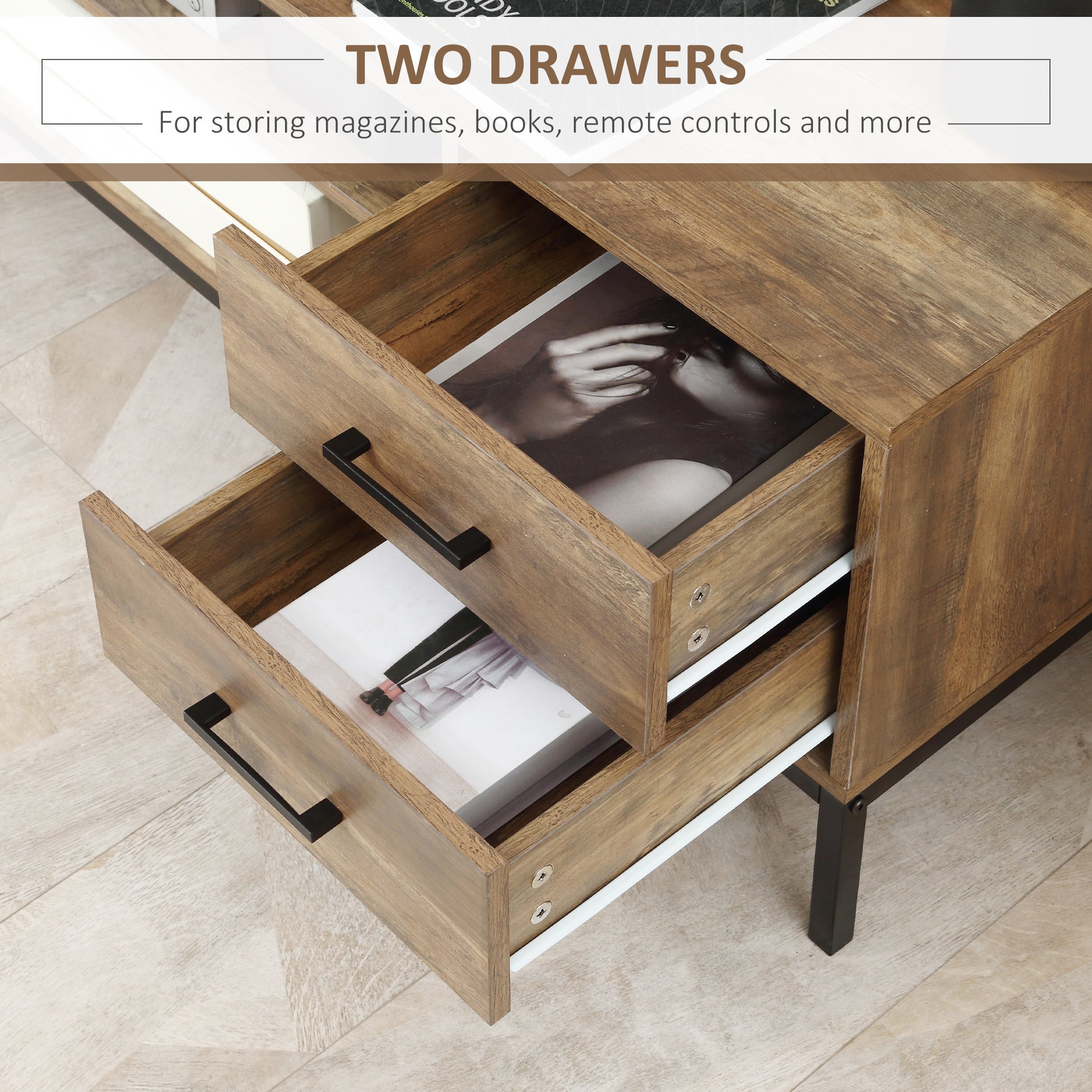 HOMCOM Modern 50-inch TV Stand with Door, Drawers, Open Storage