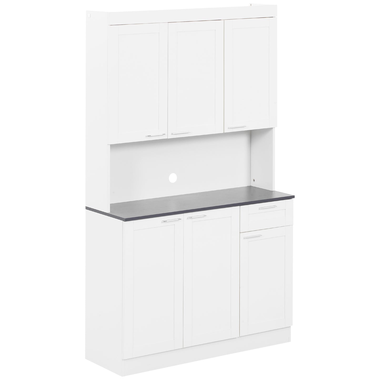 HOMCOM 71" Kitchen Pantry Cabinet High Gloss White