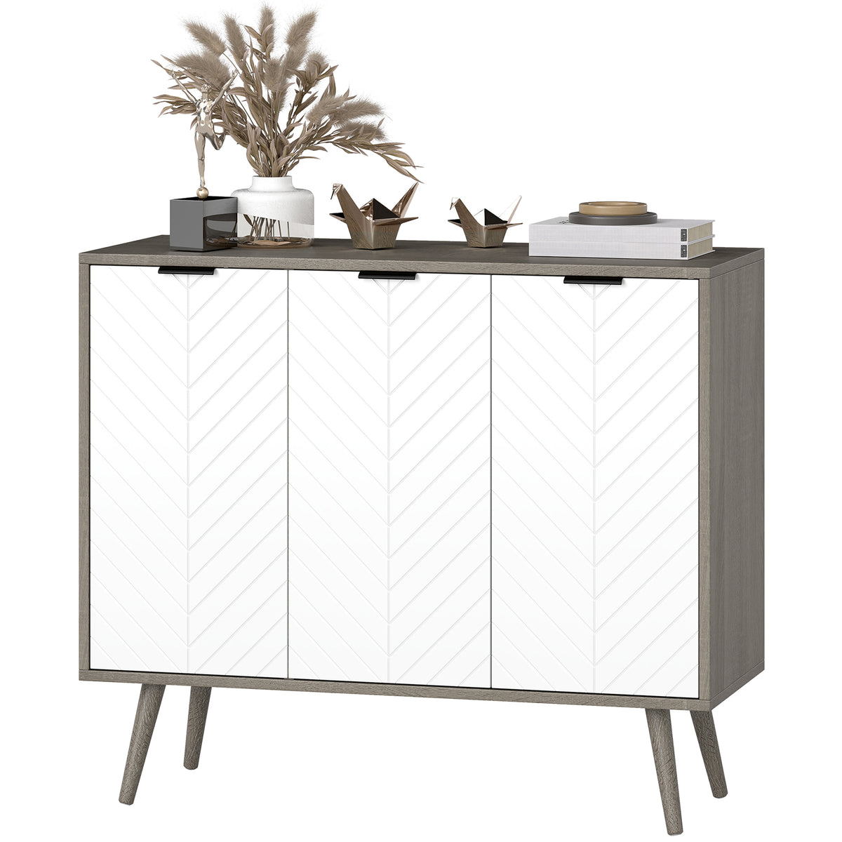 Modern Sideboard and Buffet with Adjustable Shelves and 3 Doors – 36"W x 31"H