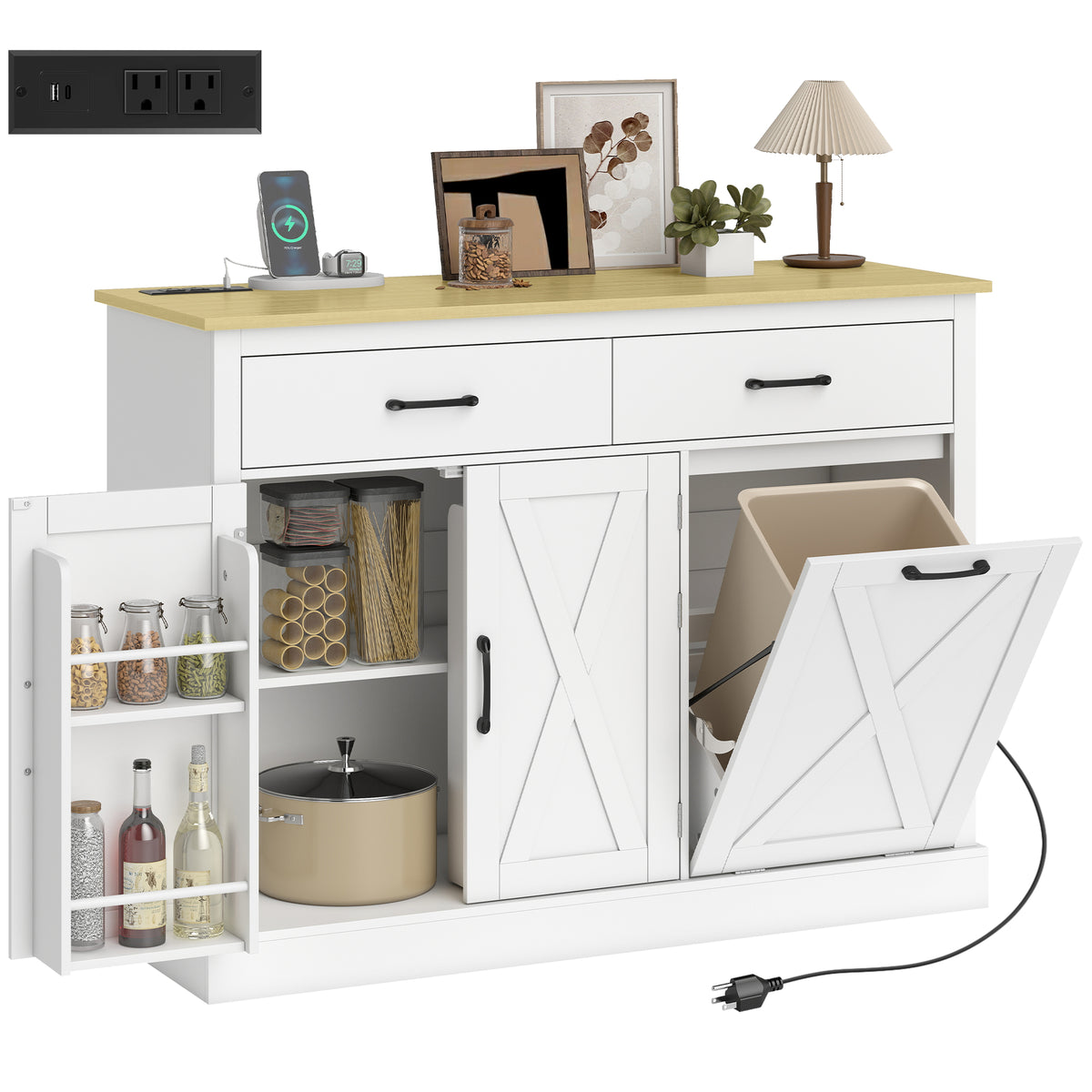 Kitchen Island with Charging Station – 44"W x 33"H