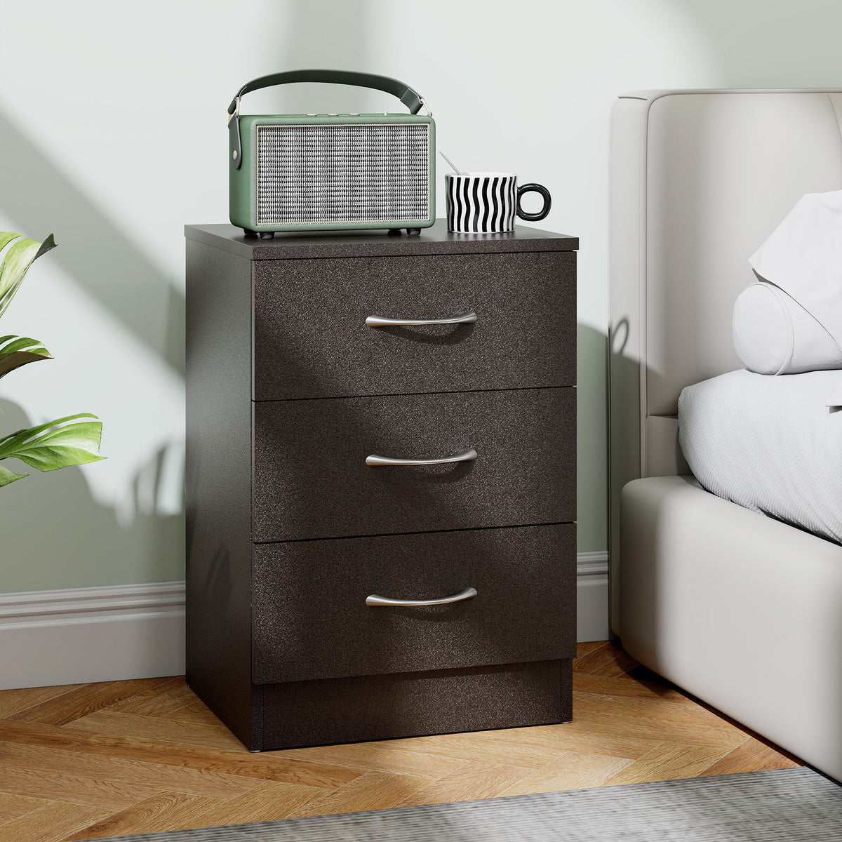 3-Drawer Wood Nightstand – 16"W x 23"H