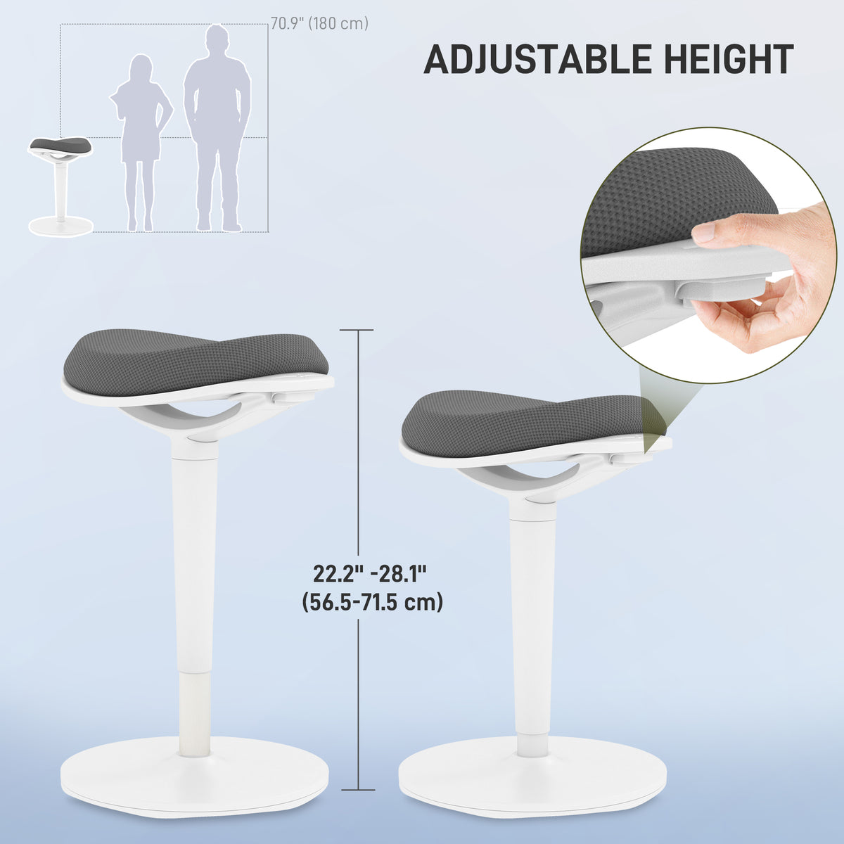Standing Desk Stool, Ergonomic Wobble Chair, Grey