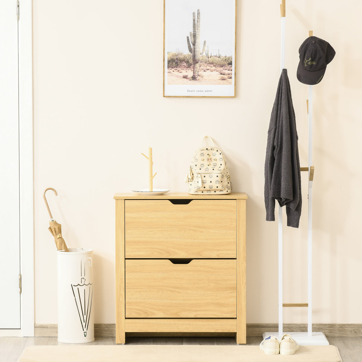 Shoe Storage Cabinet with 2 Flip Drawers – 28"W x 31"H