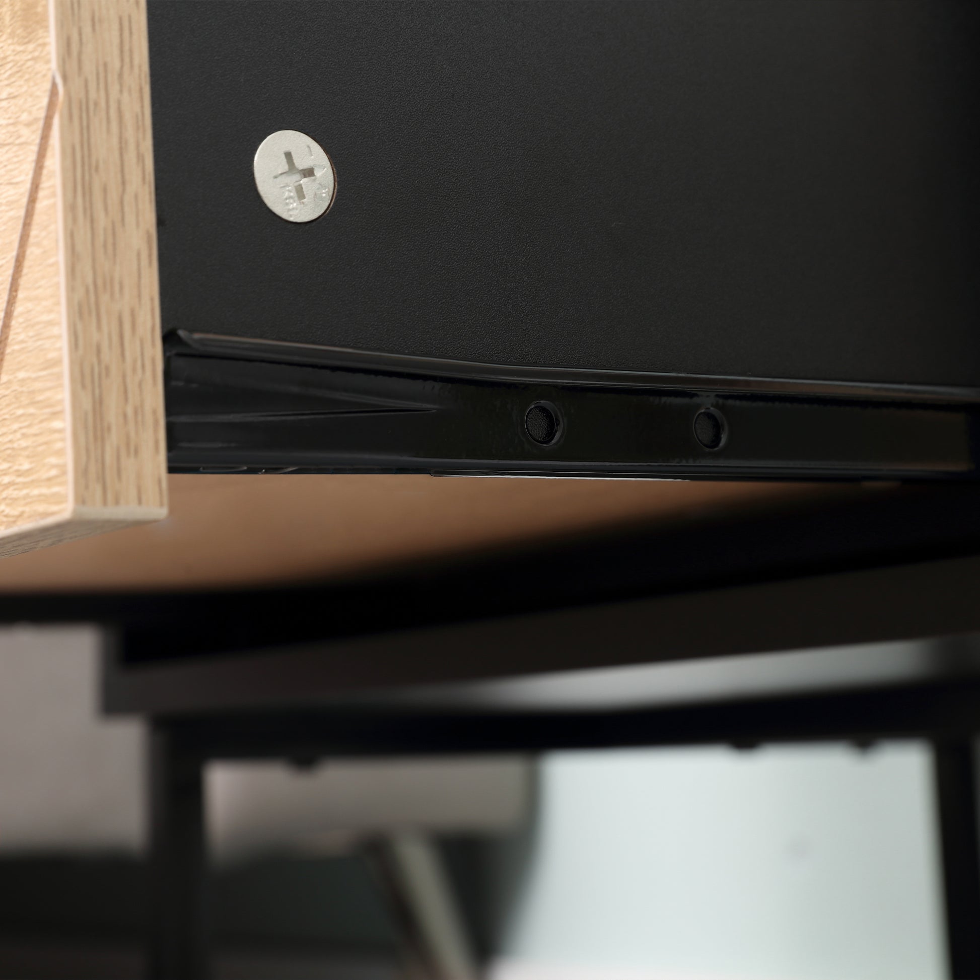 Modern HOMCOM Bedside Table Nightstand with Drawer, Storage Shelf - Black & Oak