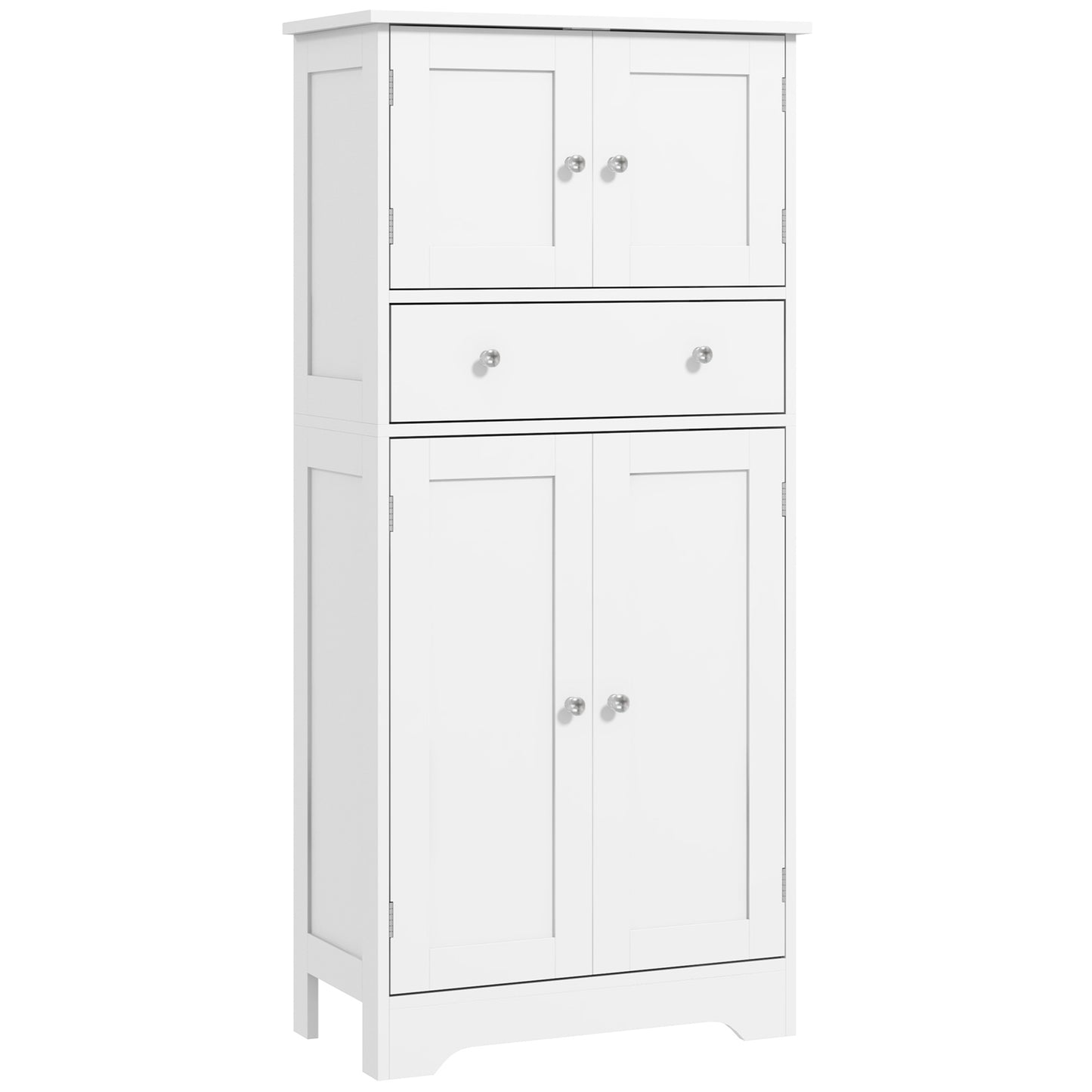 HOMCOM Modern Kitchen Cabinet 4‑Door With Drawer, Adjustable Shelf White