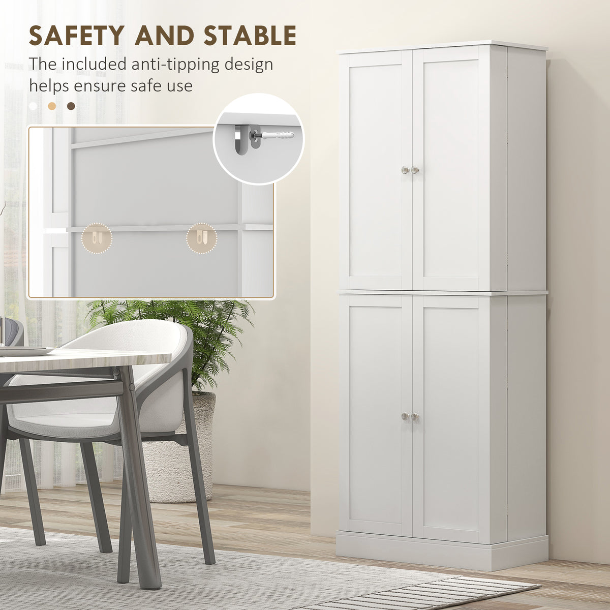 Kitchen Pantry Cabinet with 4 Doors and 16 Door Shelves – 24"W x 65"H