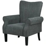 Modern Fabric Accent Armchair with Solid Rubberwood Legs for Living Room Bedroom Office