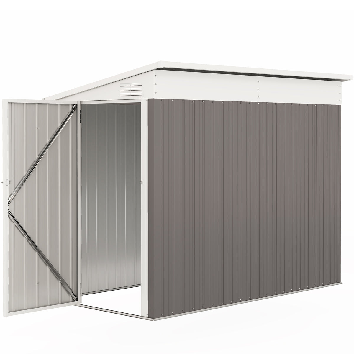 4' x 8' Outdoor Storage Shed Lean to Metal Tool Shed with Lockable Door and 2 Air Ventilations
