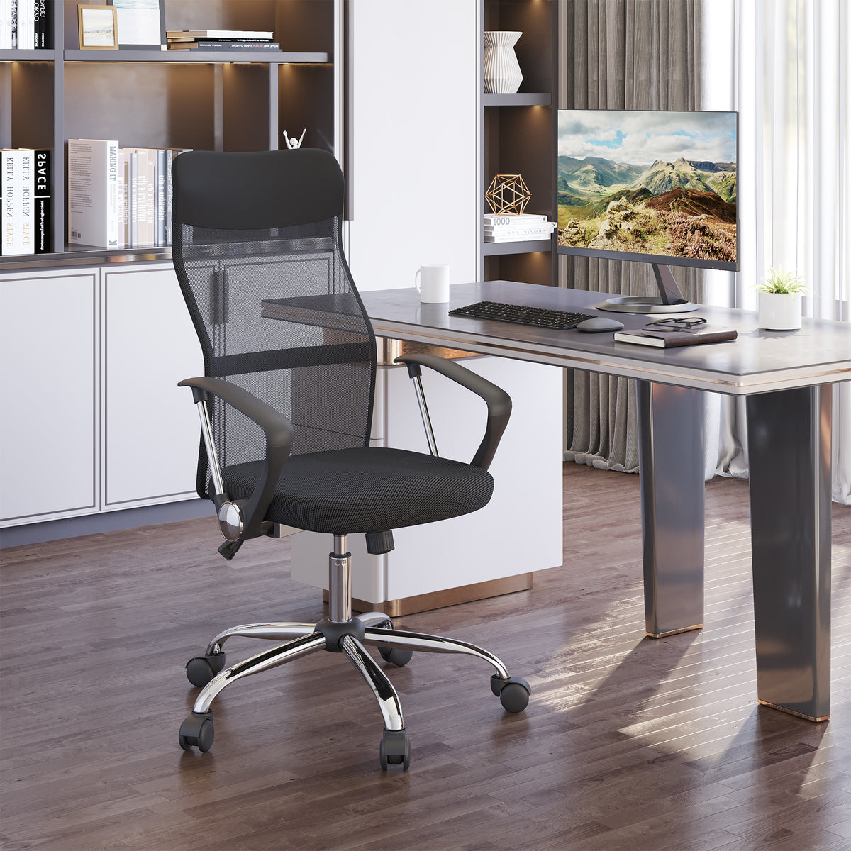 Ergonomic Mesh Office Chair, High Back Computer Desk Chair with Adjustable Height, Black