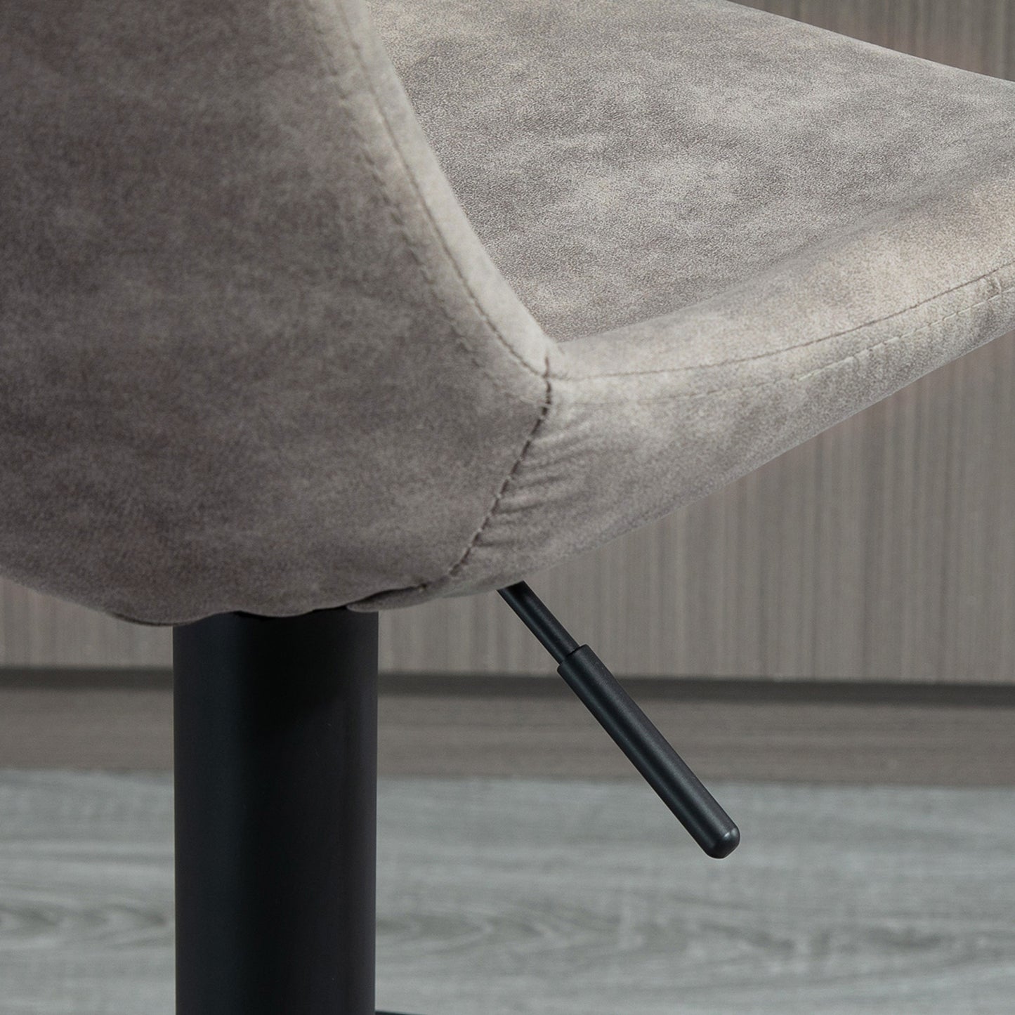 HOMCOM Adjustable Swivel Bar Stools Set of 2, Upholstered Grey Leathaire with Backrest