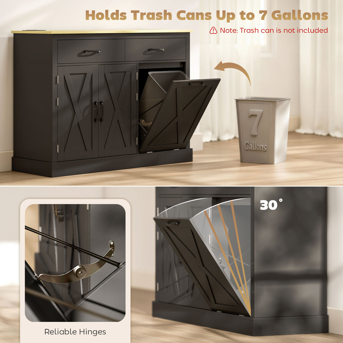 Kitchen Island with Charging Station – 44"W x 33"H