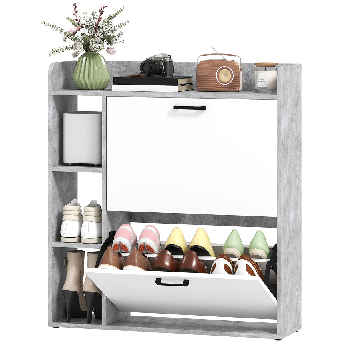 Shoe Cabinet with 2 Flip Drawers – 33"W x 36"H