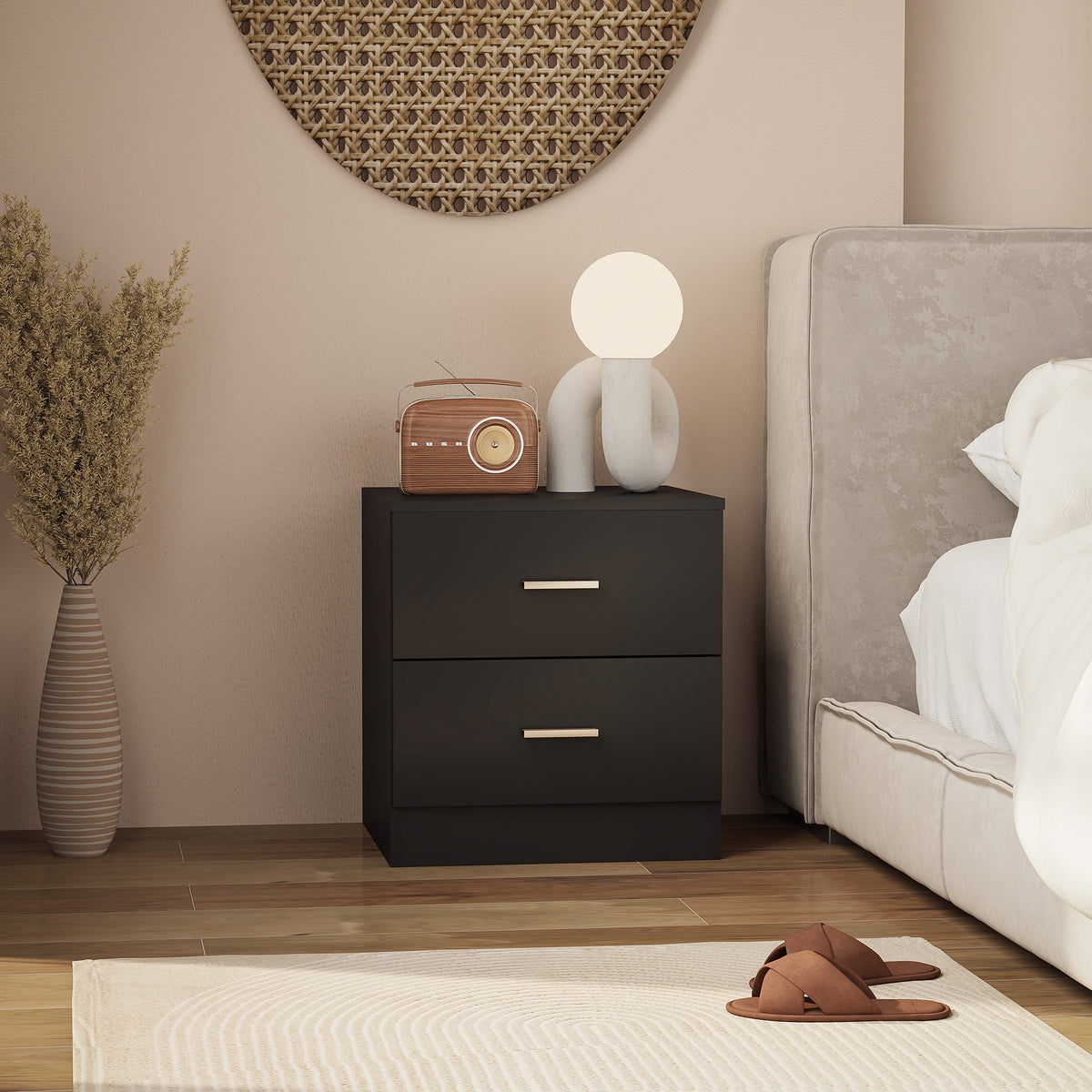 Modern 2-Drawer Nightstand – 18"W x 19"H