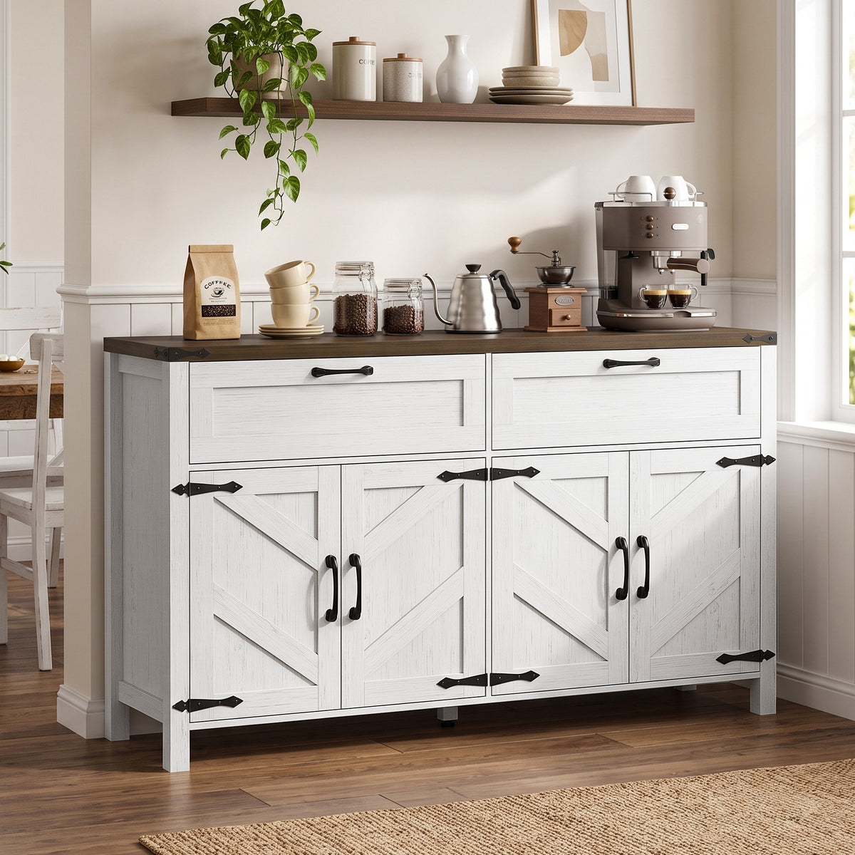 Farmhouse Sideboard Buffet Cabinet – 55"W x 32"H
