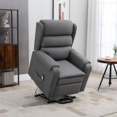 HOMCOM Electric Power Lift Recliner Chair, Grey Fabric Upholstered with Remote Control