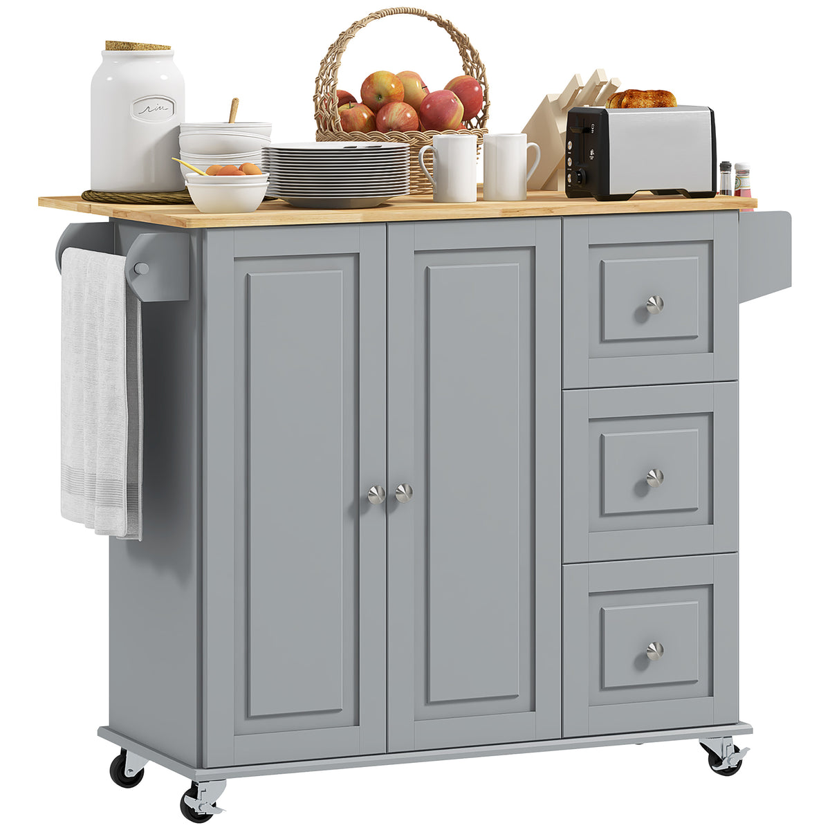 Kitchen Cart with Drop Leaf – 45"W x 36"H
