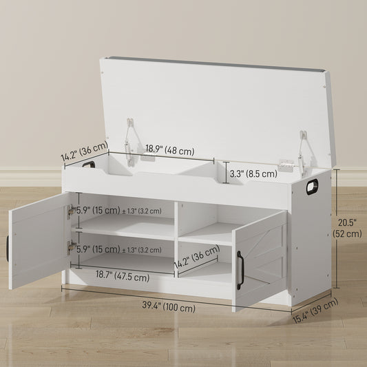 Entryway Shoe Storage Bench with 2-Tier Cabinet – 39"W x 20"H