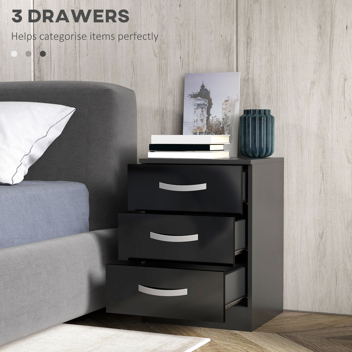 High Gloss Multi-Drawer Nightstands, Set of 2 – 16"W x 22"H
