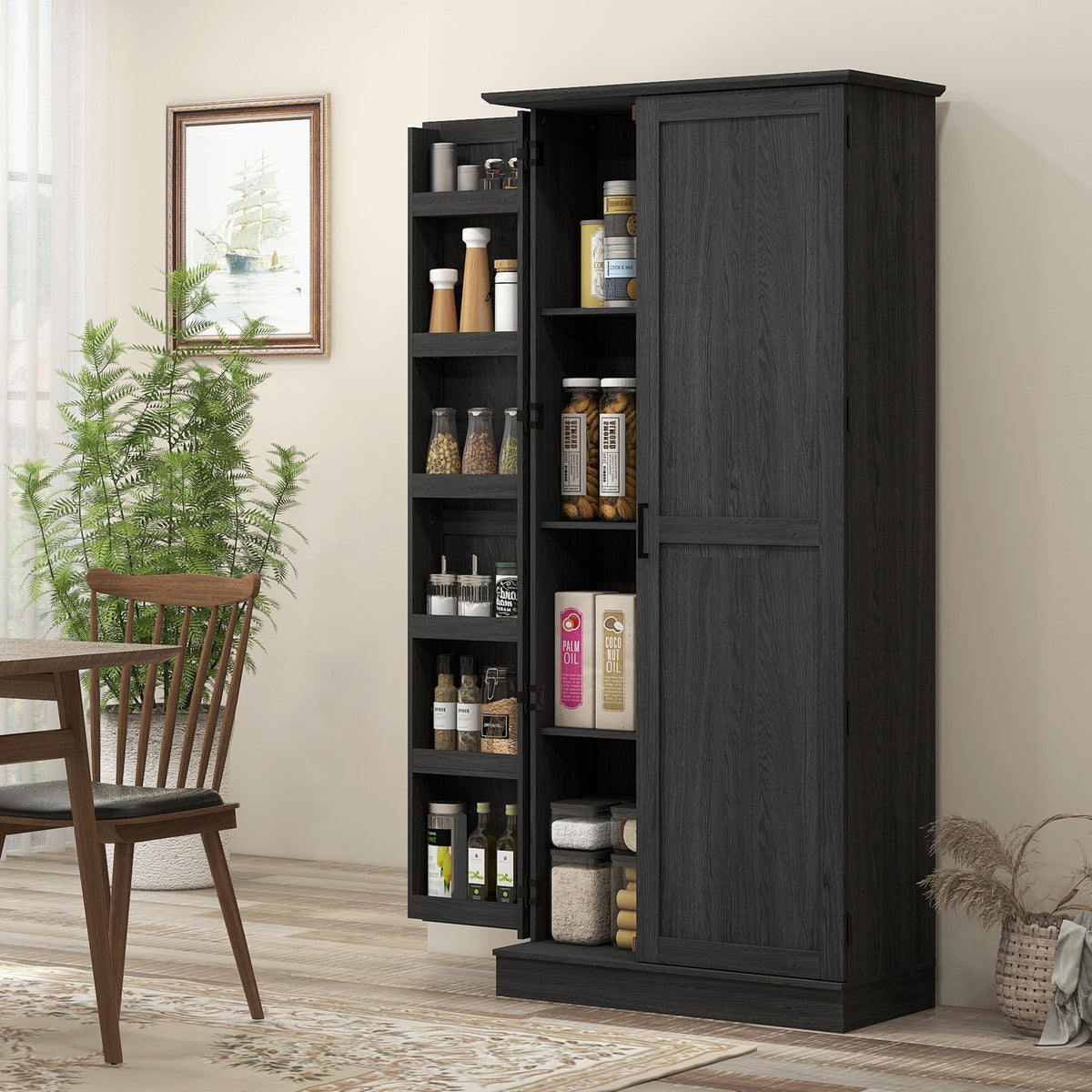 Tall Kitchen Pantry Cabinet with Door Shelves and Adjustable Shelves – 32"W x 70"H