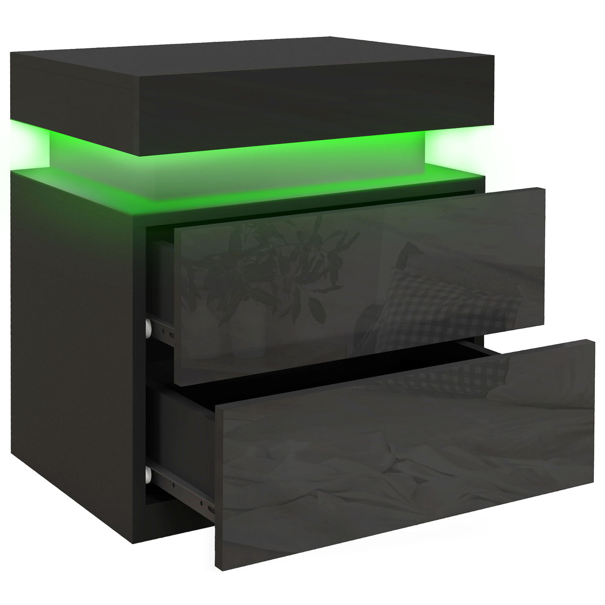 LED Nightstand with 2 Drawers – 18"W x 21"H