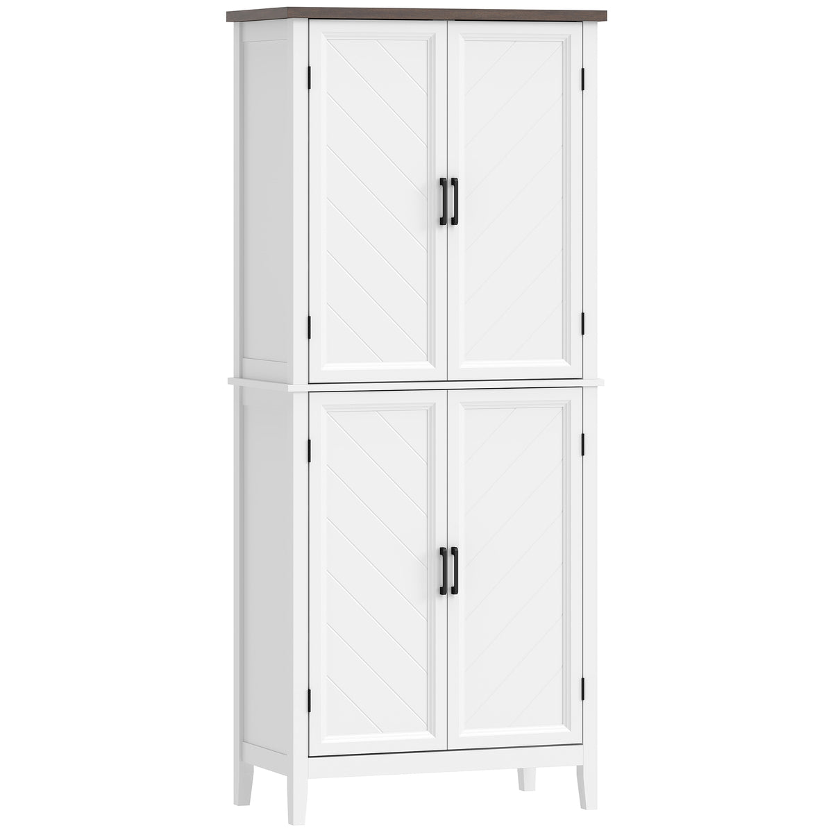 Farmhouse Kitchen Pantry with 4 Chevron Doors – 30"W x 70"H