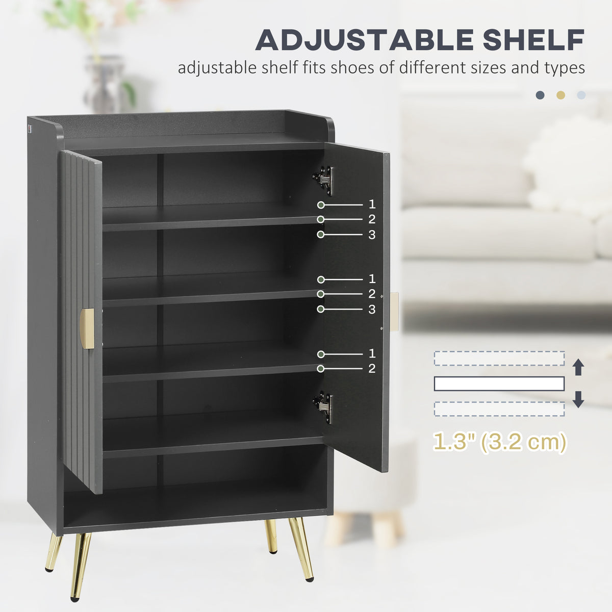 Entryway Shoe Cabinet with Open Shelves – 24"W x 39"H