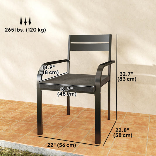 2 Piece Outdoor Dining Chairs with Aluminum Frame, Soft Cushion, for Deck, Garden, Balcony, Poolside