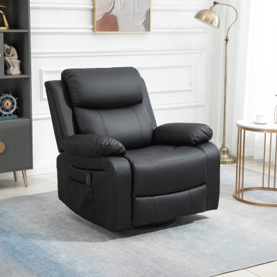 HOMCOM Deluxe PU Leather Manual Massage Recliner Chair with Swivel & Rocking