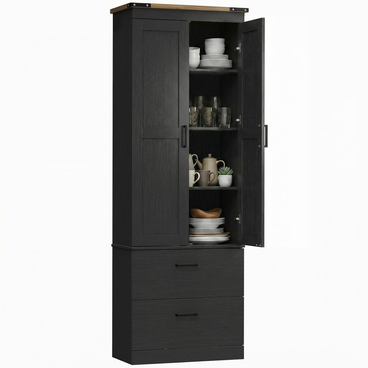Kitchen Pantry Cabinet with Doors – 24"W x 67"H