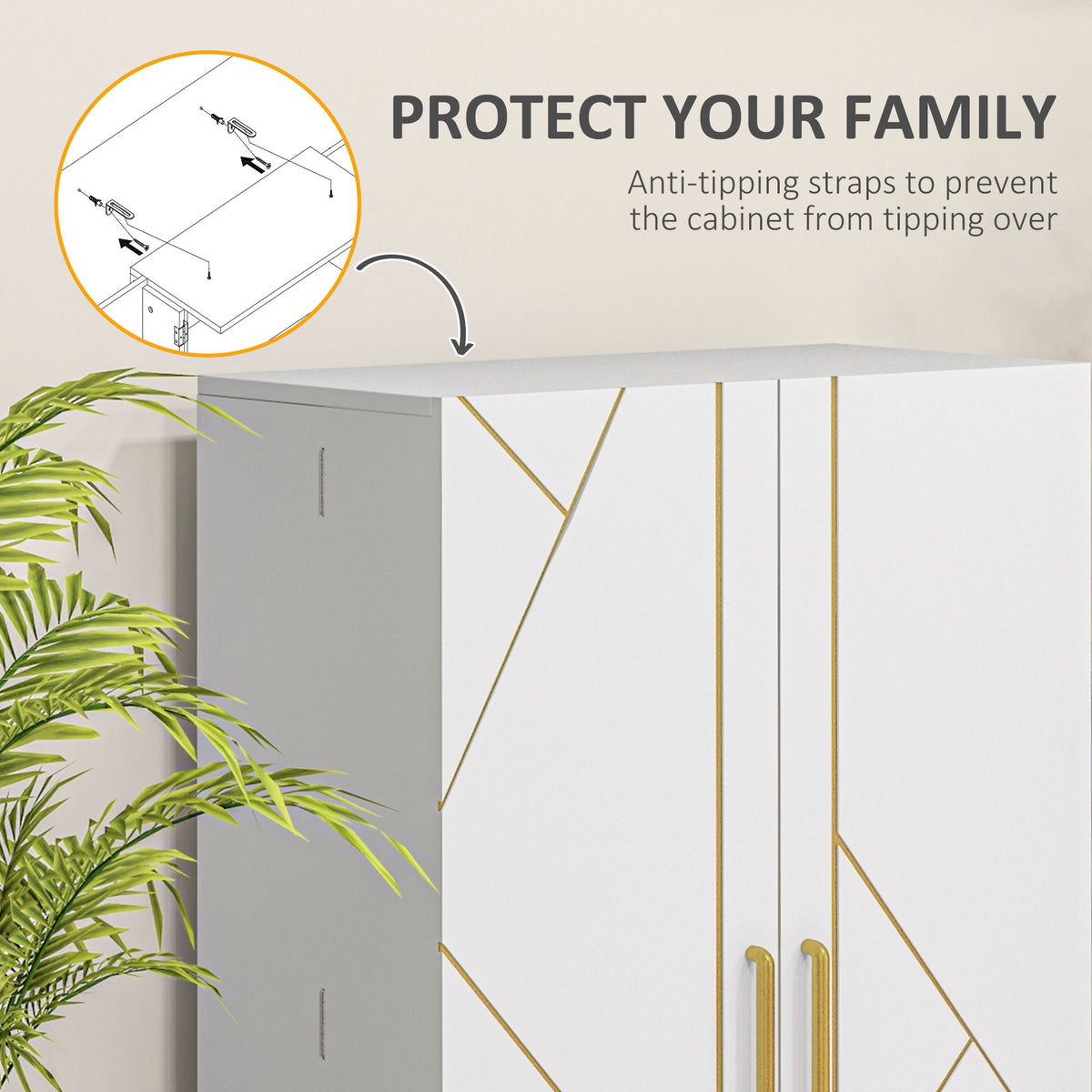 2-Door Kitchen Pantry Cabinet with 4-tier Shelving – 24"W x 44"H