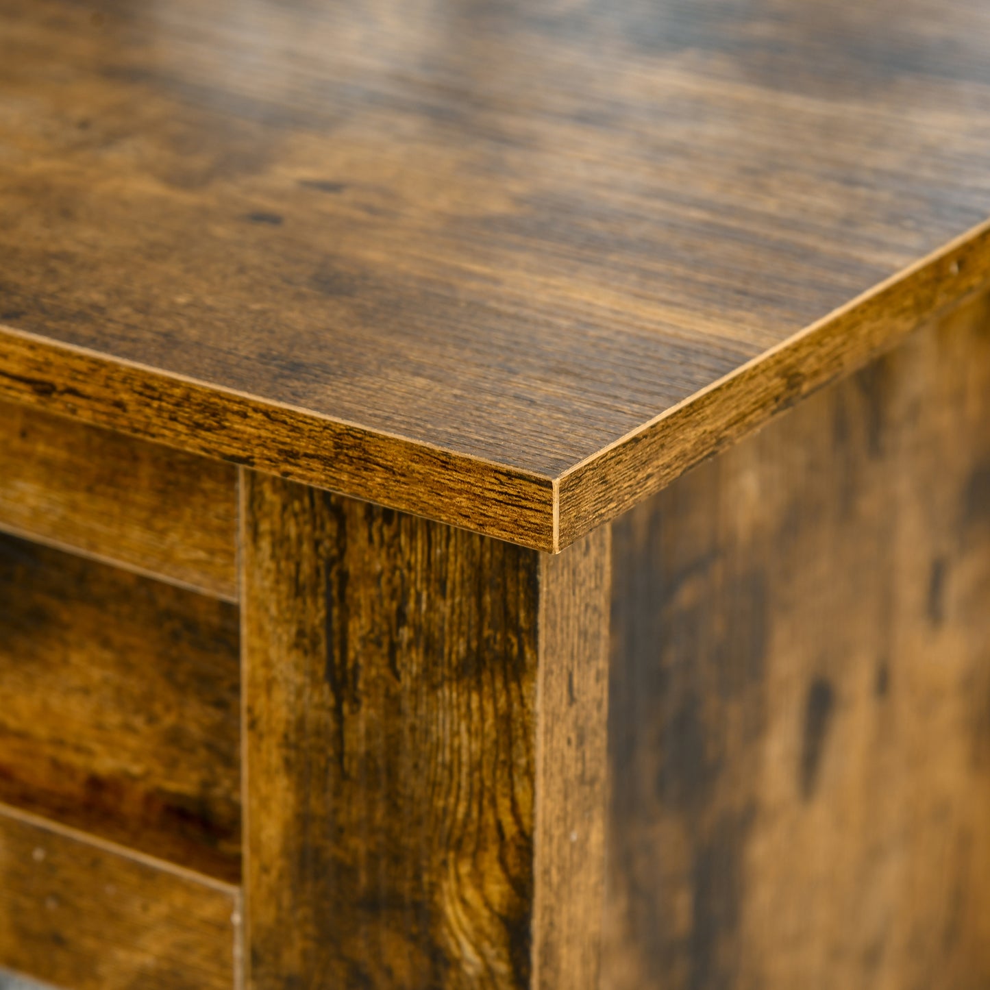 Modern Lift-Top Coffee Table with Hidden Storage & Open Shelves, Rustic Brown