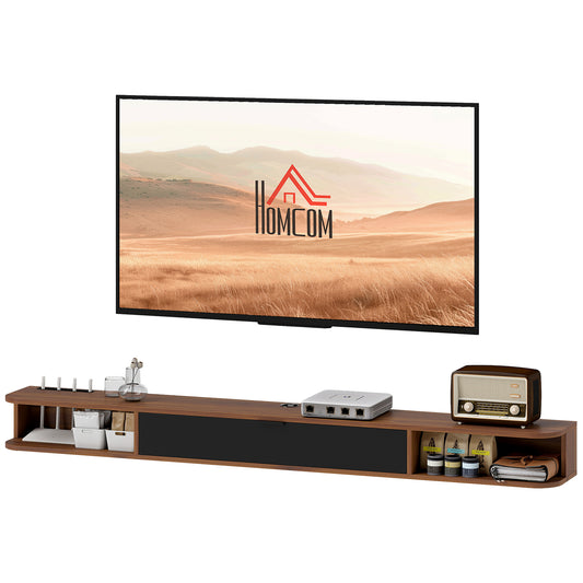 HOMCOM 71-Inch Floating TV Stand, Wall Mounted Media Console, Walnut Finish