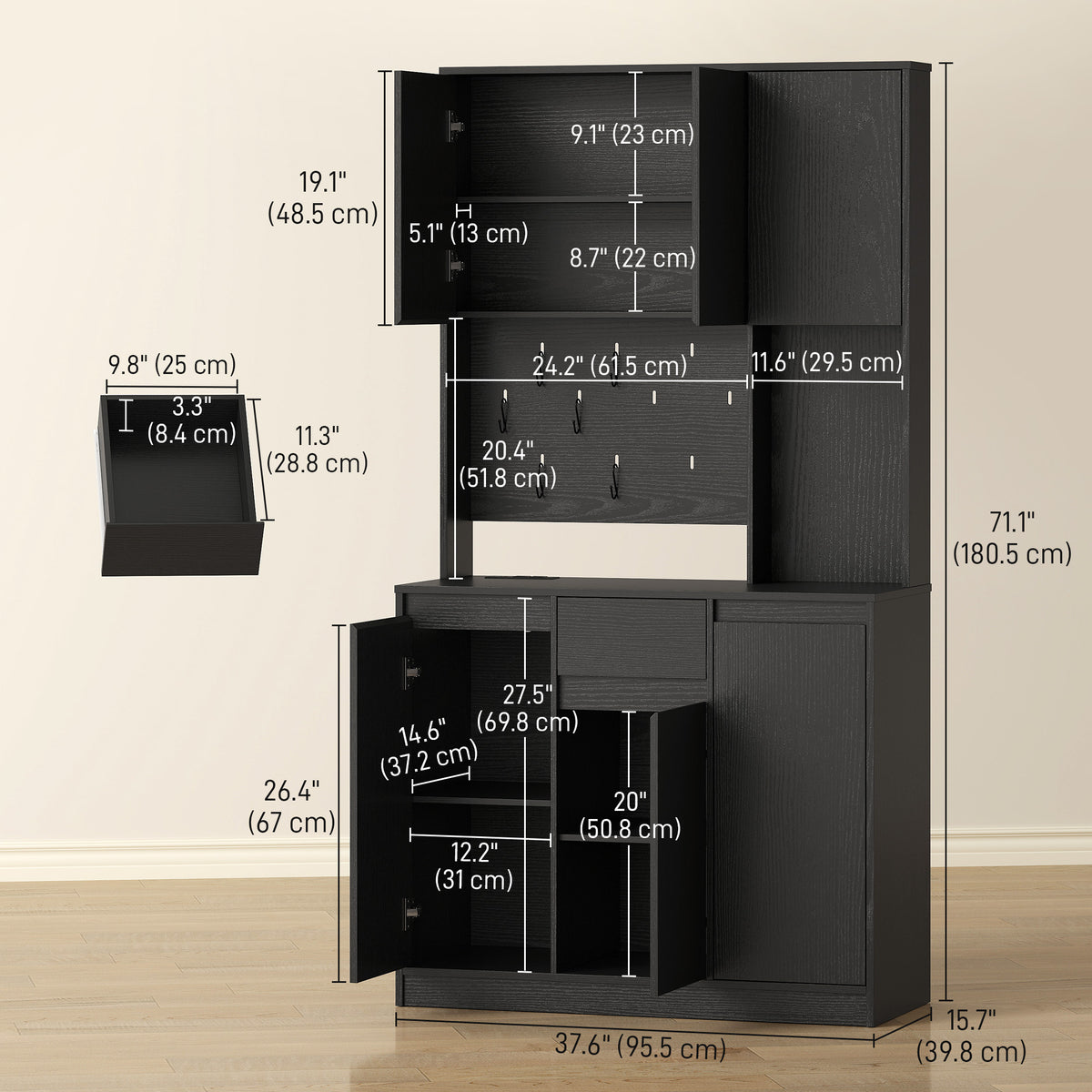 Pantry Cabinet with Charging Station – 38"W x 71"H