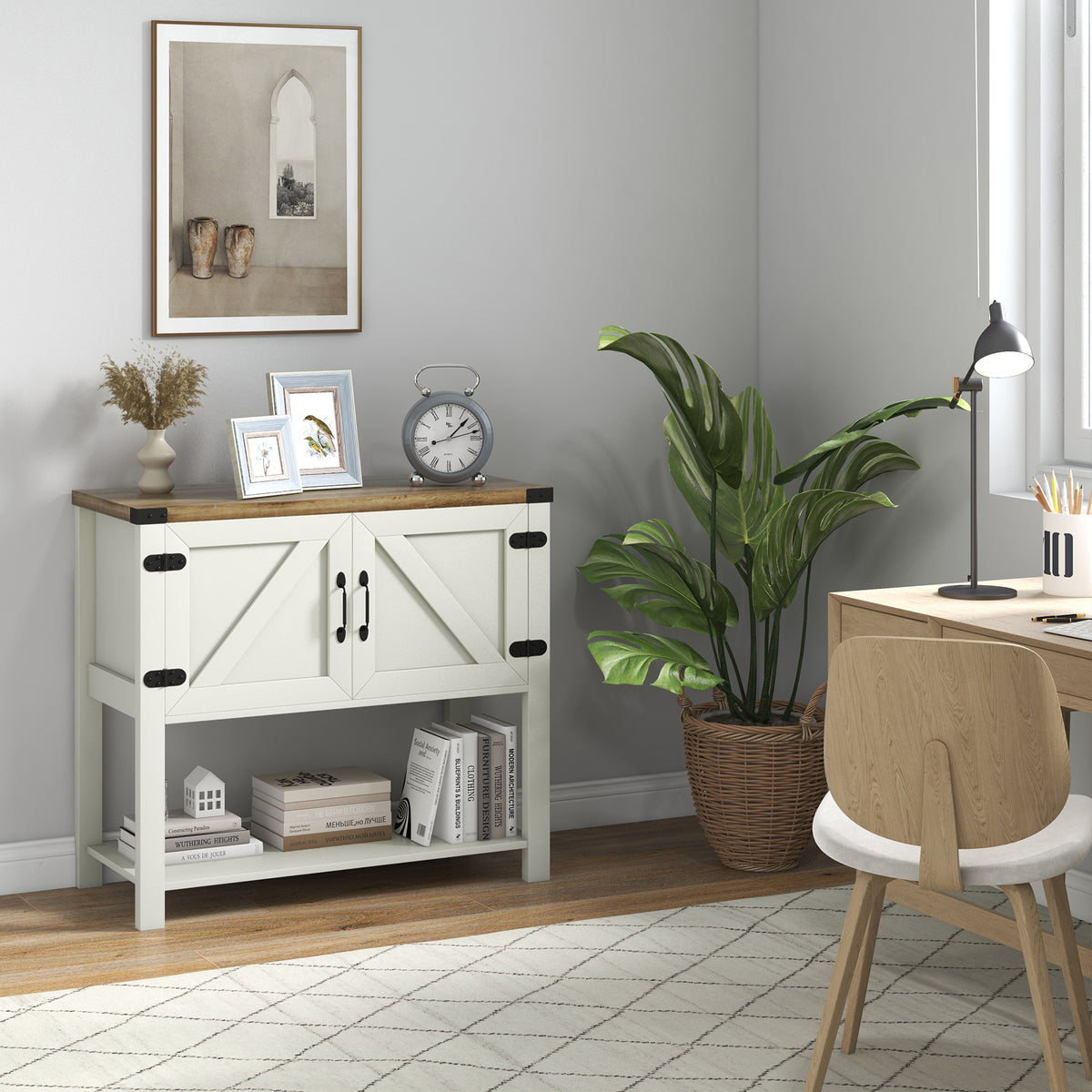 35" Farmhouse Sideboard Console with Barn Doors