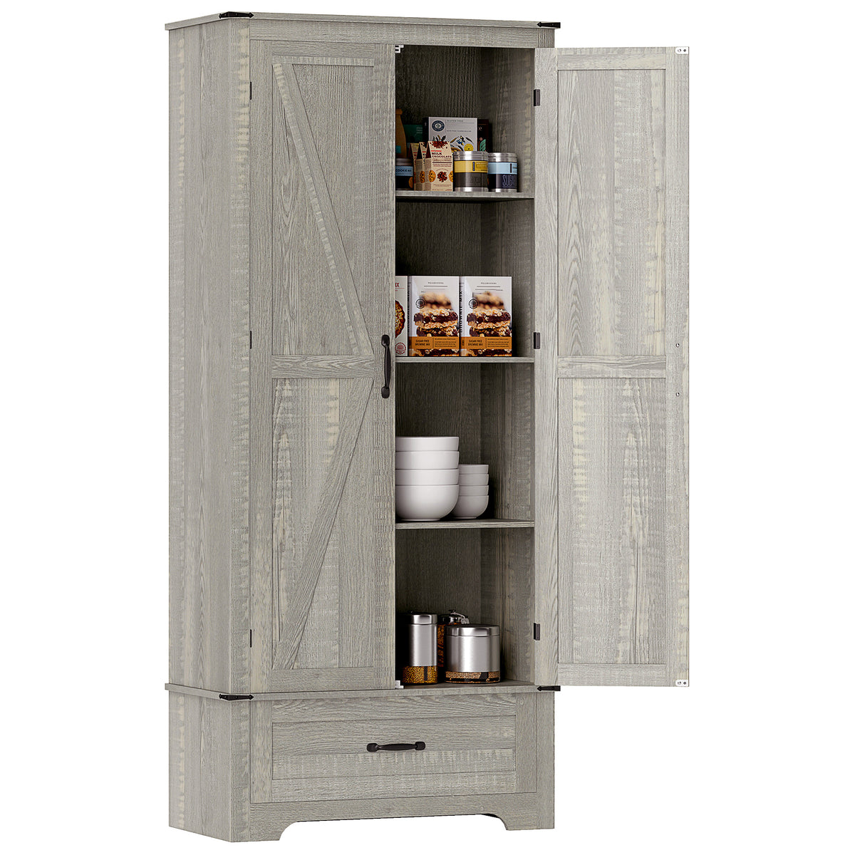Farmhouse Pantry Cabinet with Adjustable Shelves – 32"W x 72"H