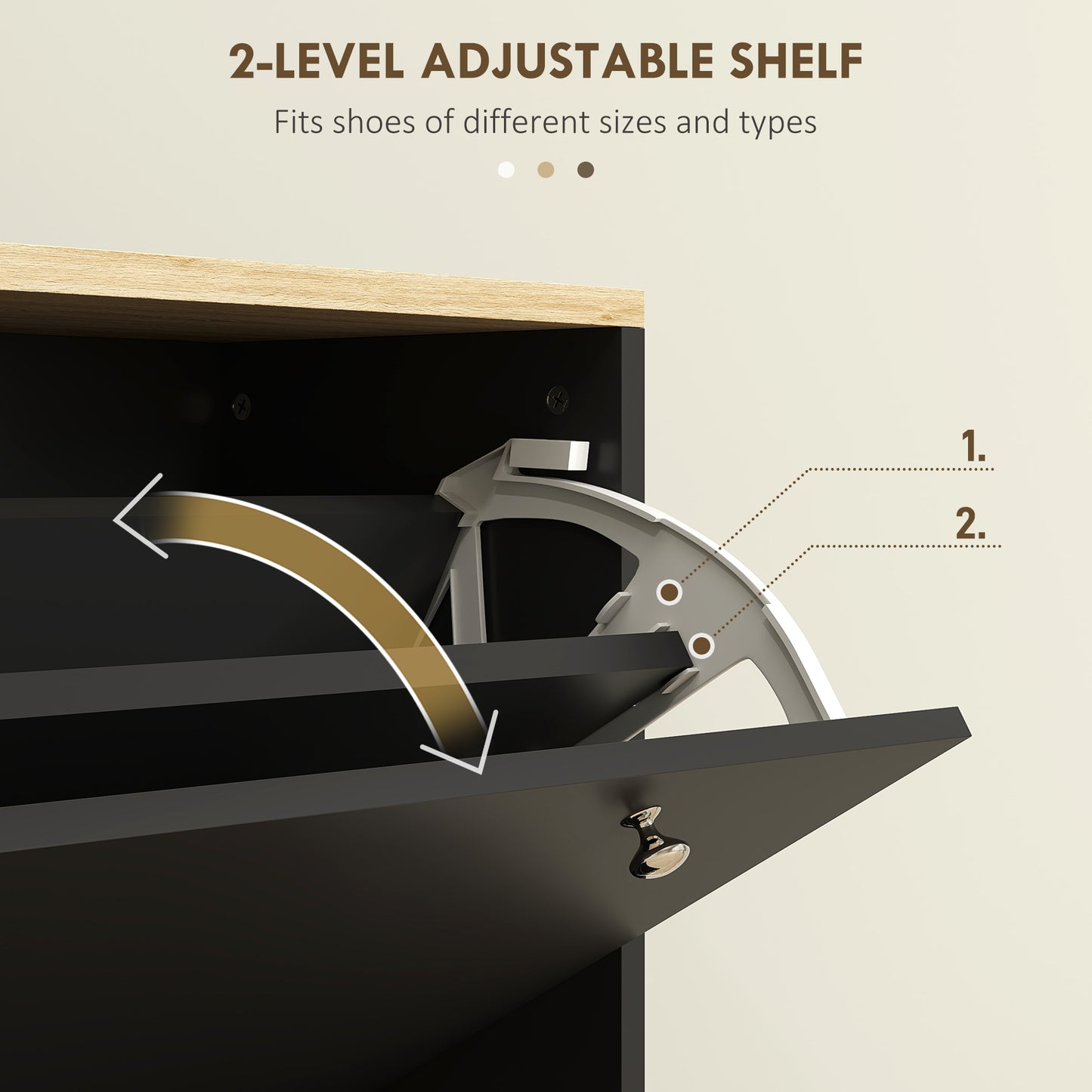 HOMCOM Modern 2-Drawer Shoe Cabinet with Adjustable Shelves for 16 Pairs