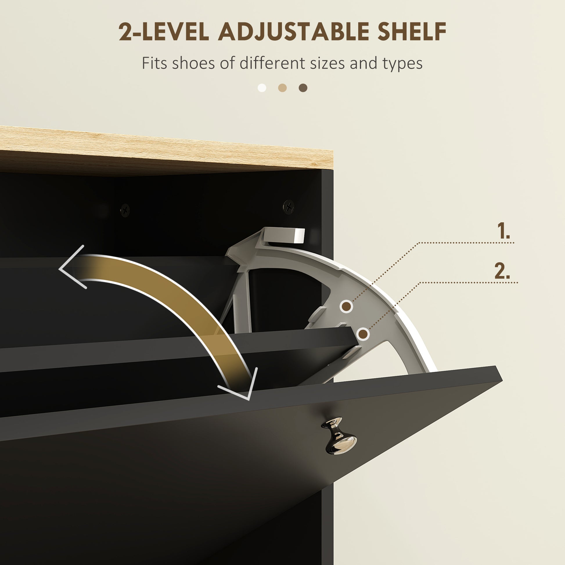 HOMCOM Modern 2-Drawer Shoe Cabinet with Adjustable Shelves for 16 Pairs